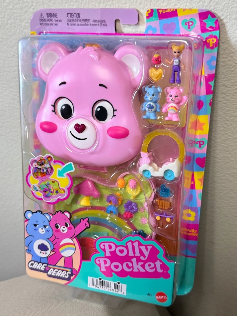 Care Bears Polly Pocket Toy Cheer Bear Carry Case Playset